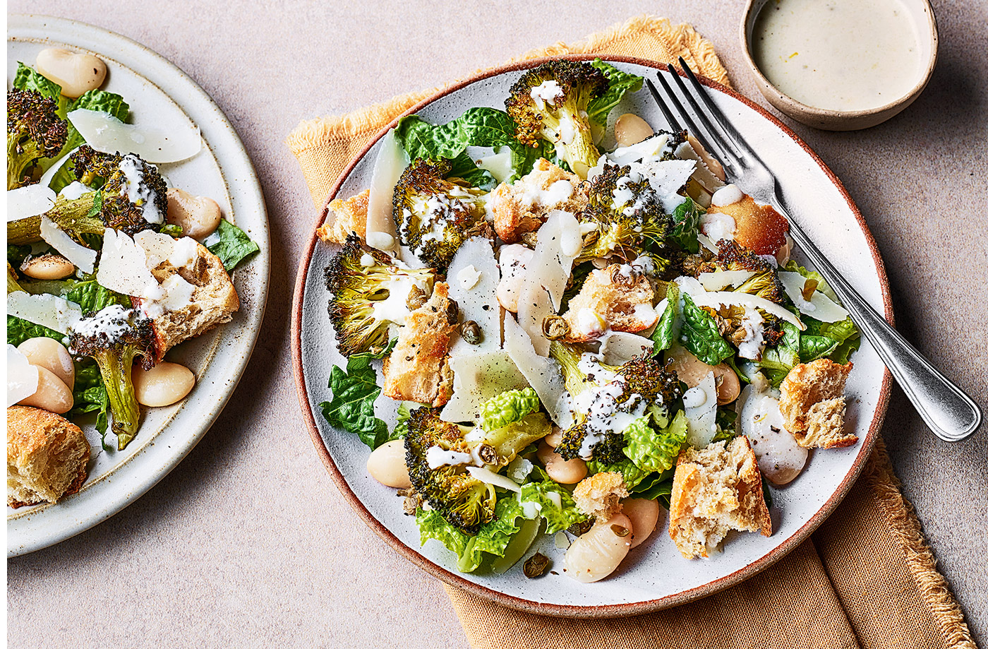Roasted broccoli Caesar-style salad recipe