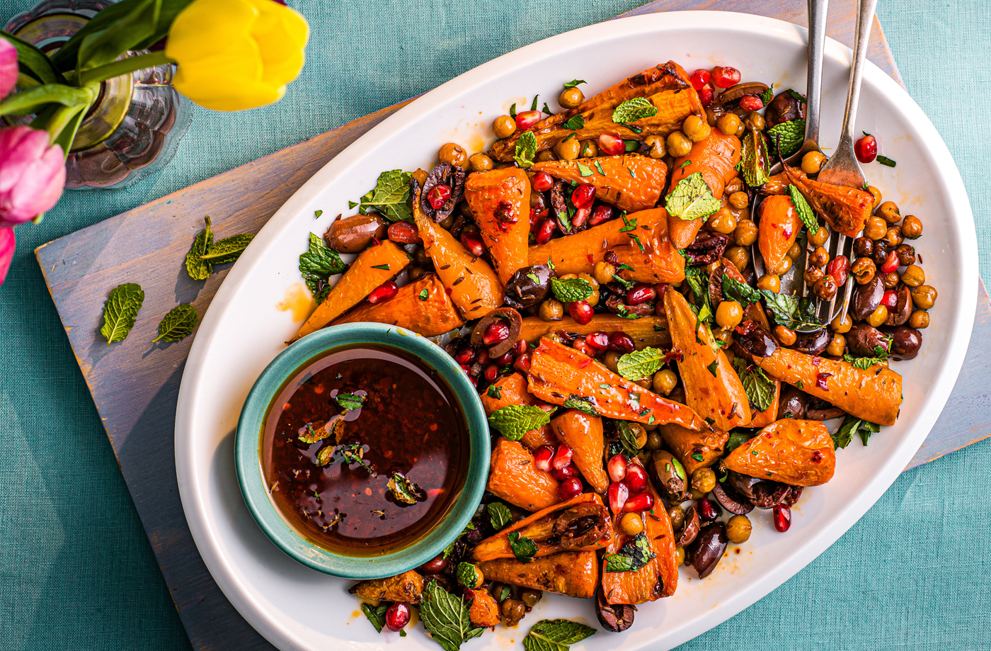 Roasted carrot and chickpea salad recipe