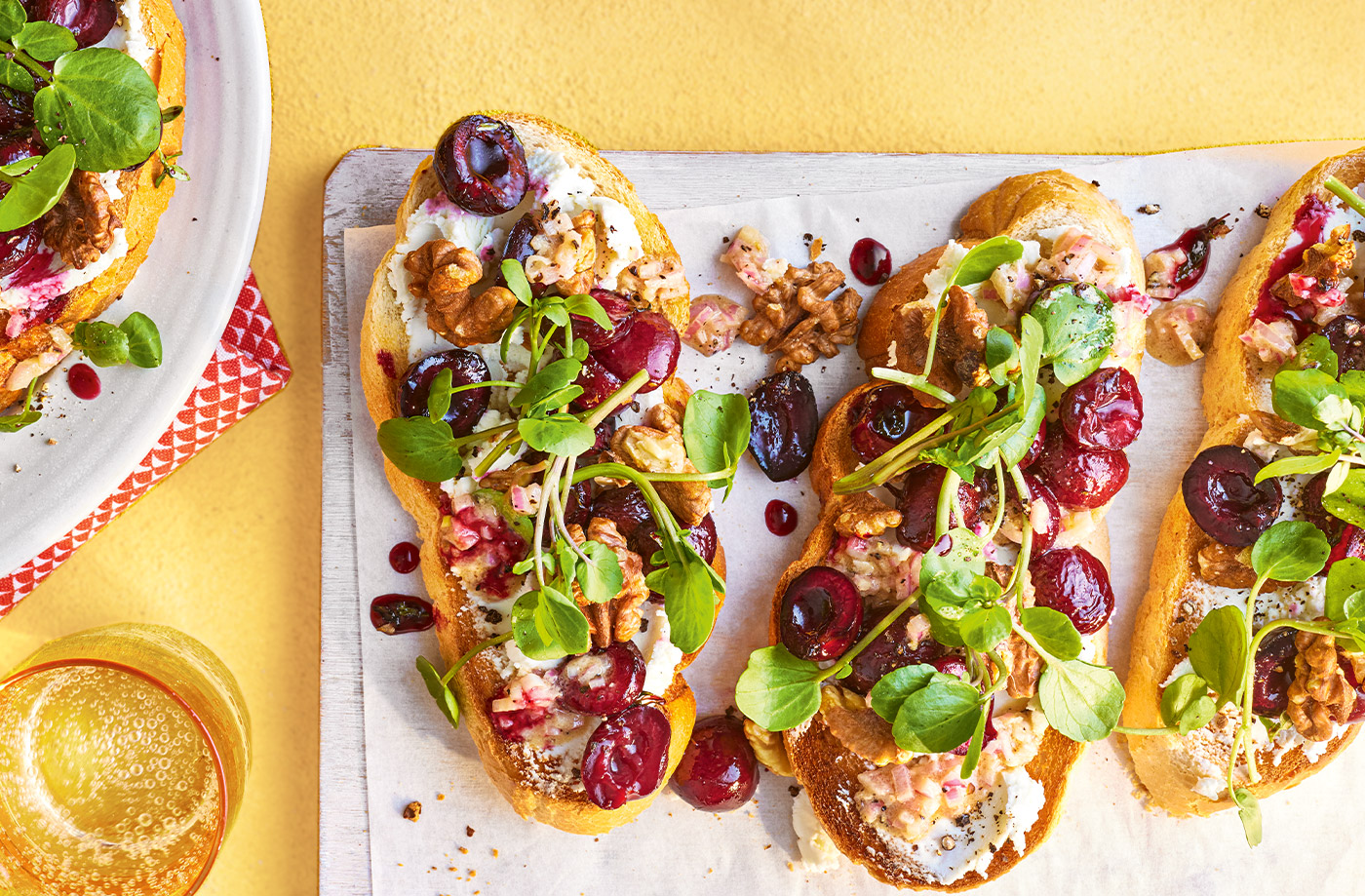 Roasted cherry and goat's cheese toasts recipe
