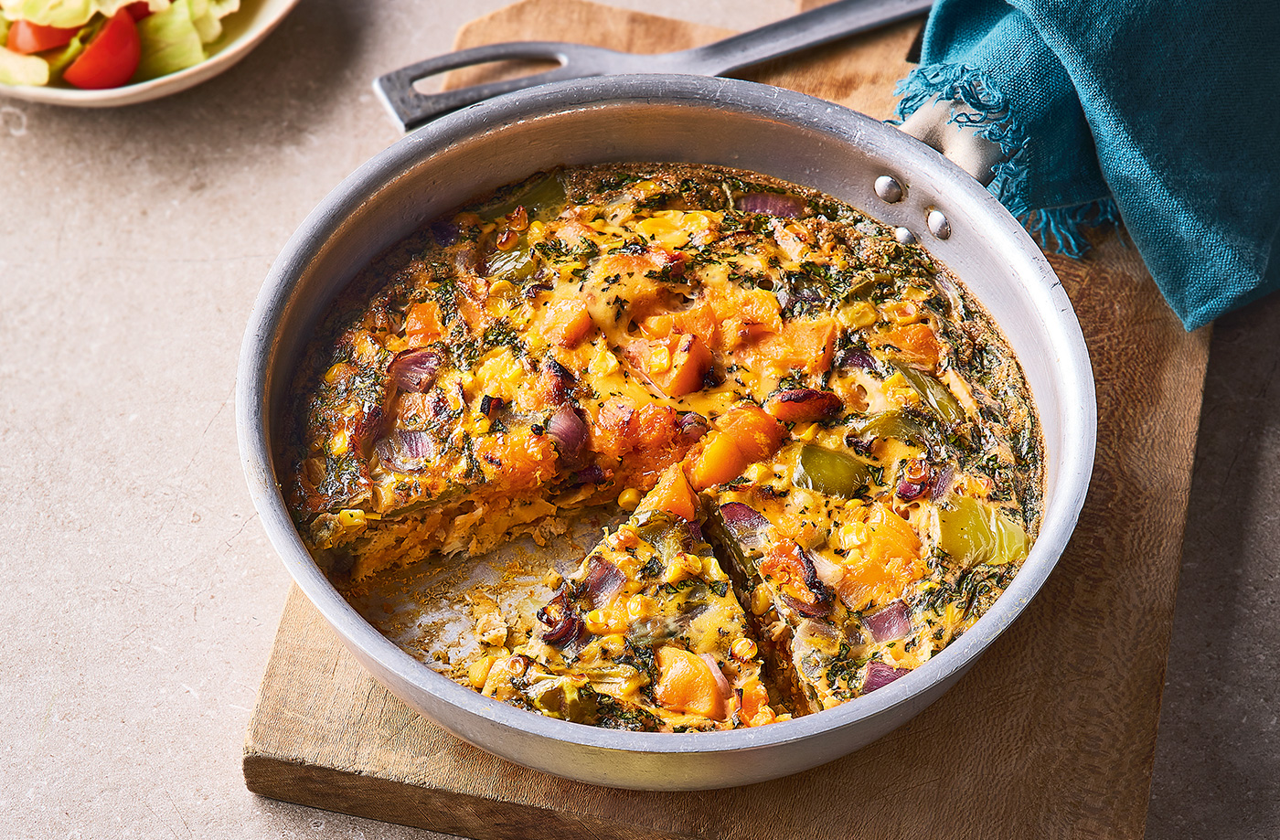 Roasted butternut squash and corn frittata recipe