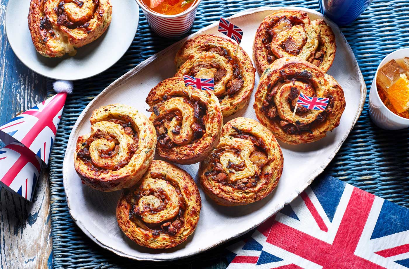 Pulled pork and caramelised onion scone swirls recipe