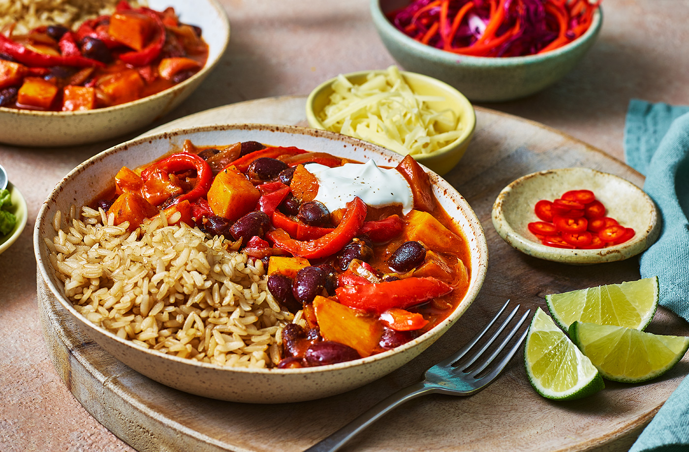 Slow-cooker veggie fajita rice bowl recipe