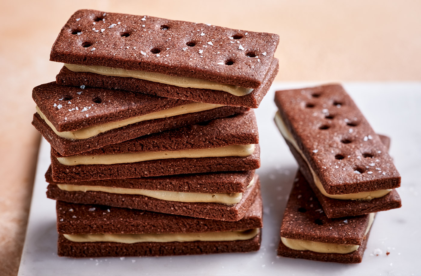 Salted caramel bourbon biscuits recipe