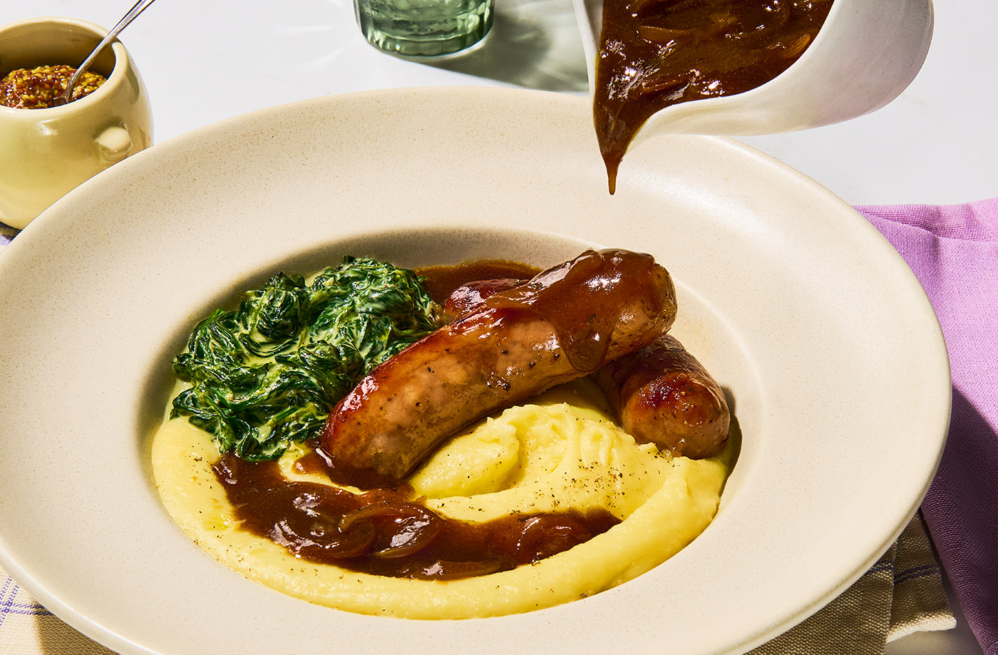 Sausages with aligot recipe