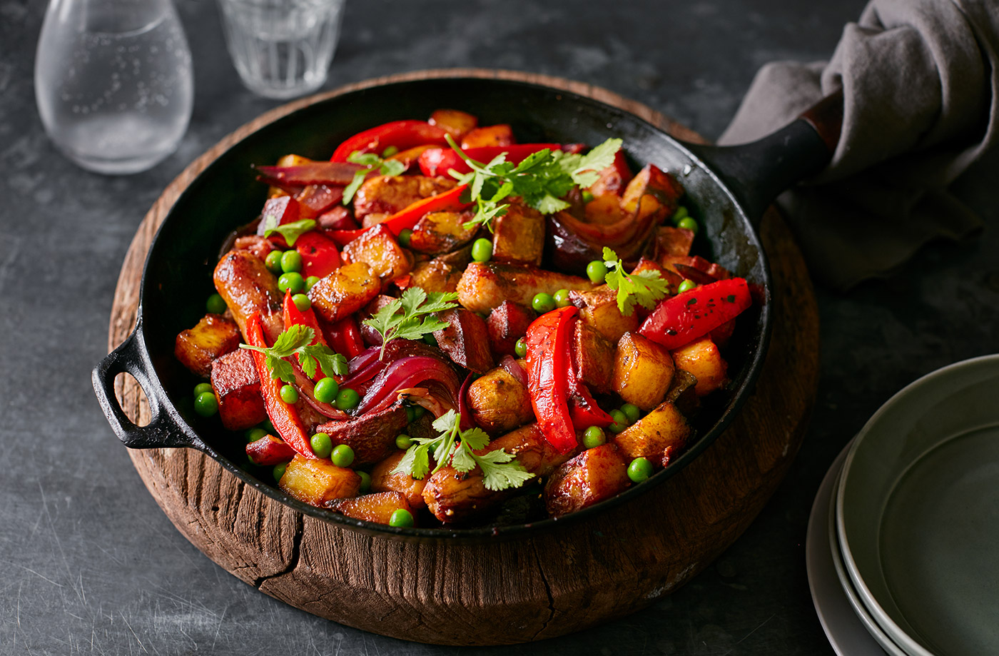 Sausage, red pepper and potato hash recipe
