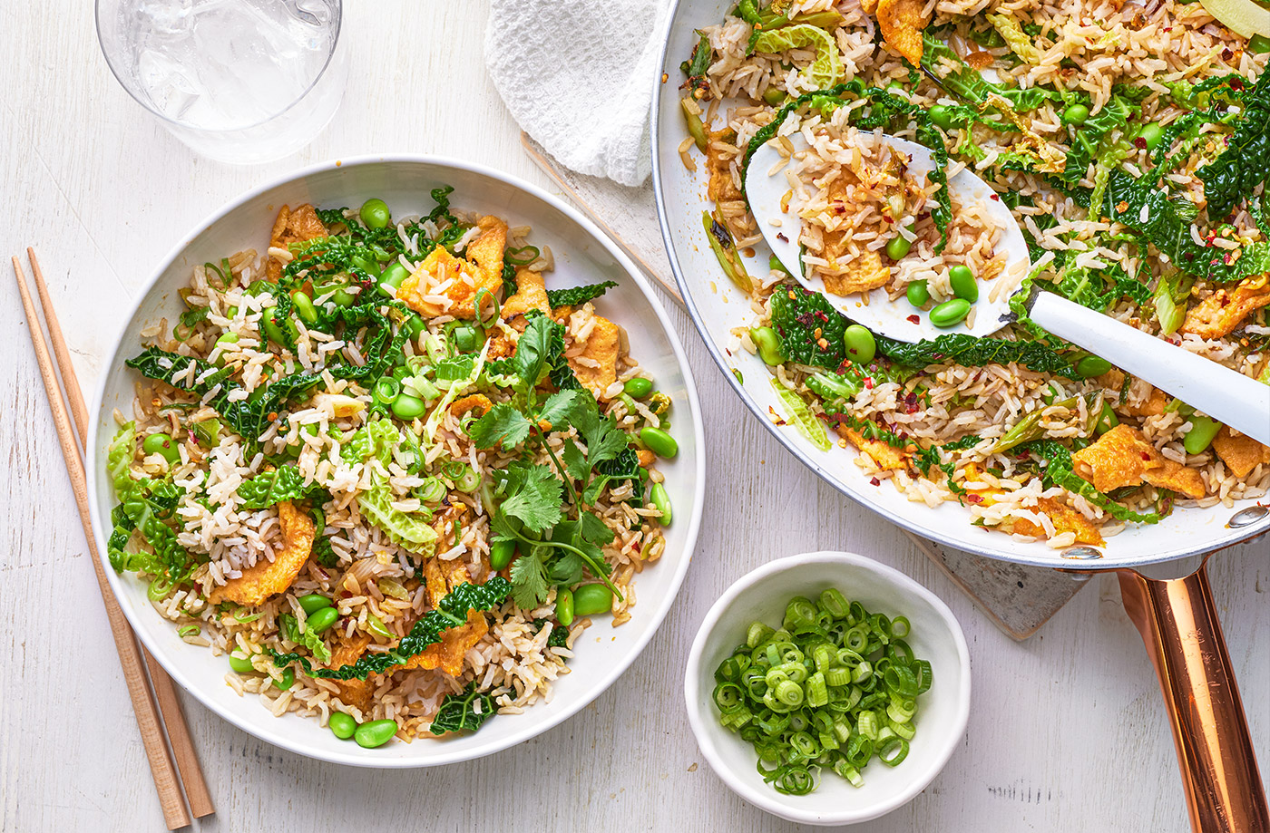 Savoy cabbage and soya bean rice recipe