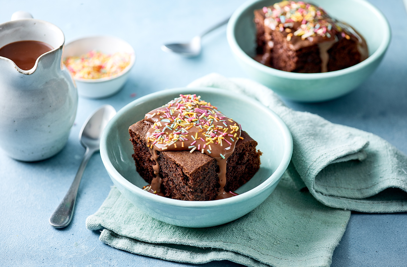 Chocolate sponge cake with sprinkles recipe