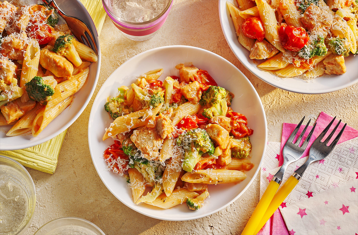 Creamy tomato chicken and broccoli penne recipe