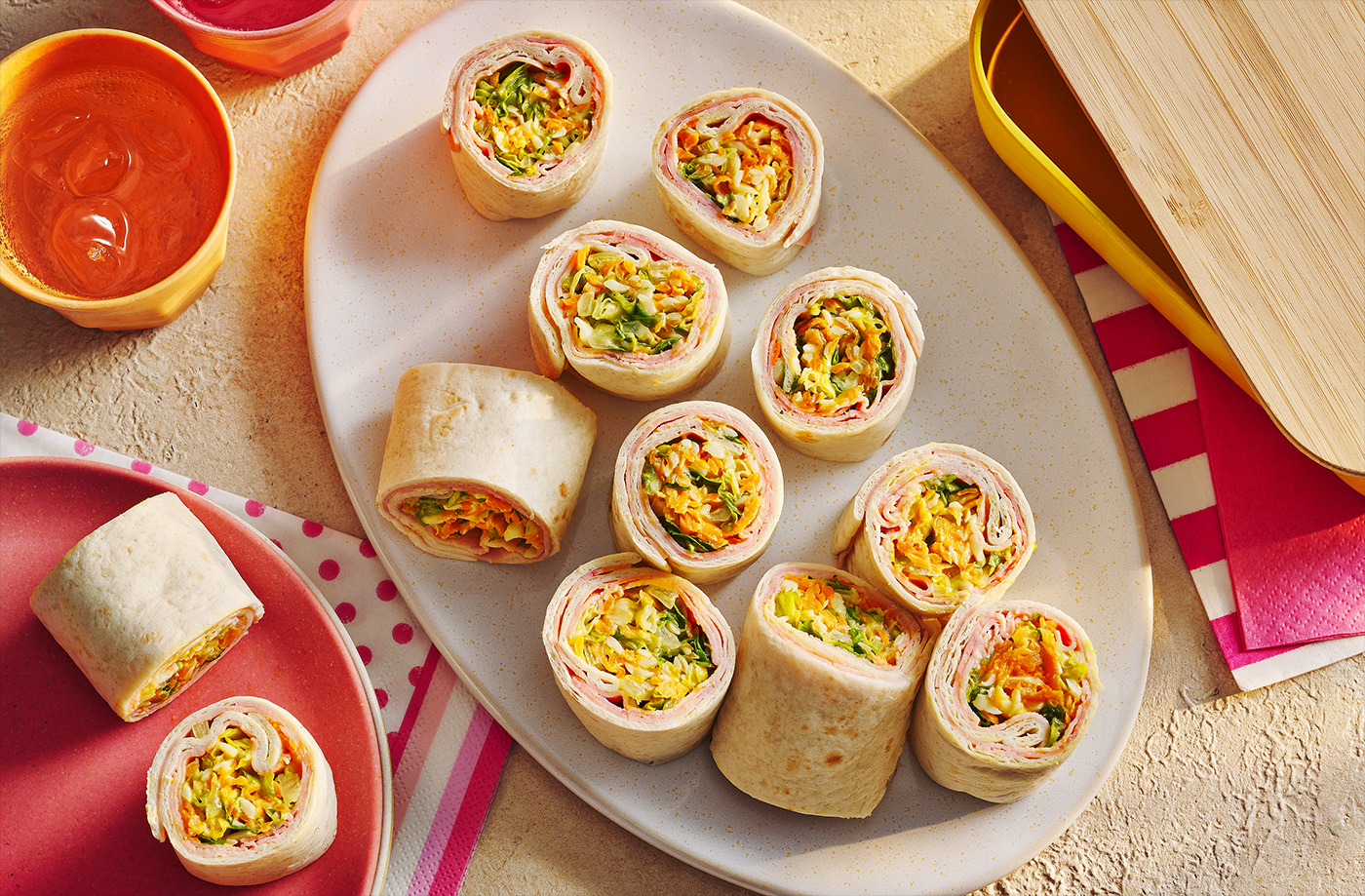 Ham, cheese & honey mustard “sushi” wraps recipe