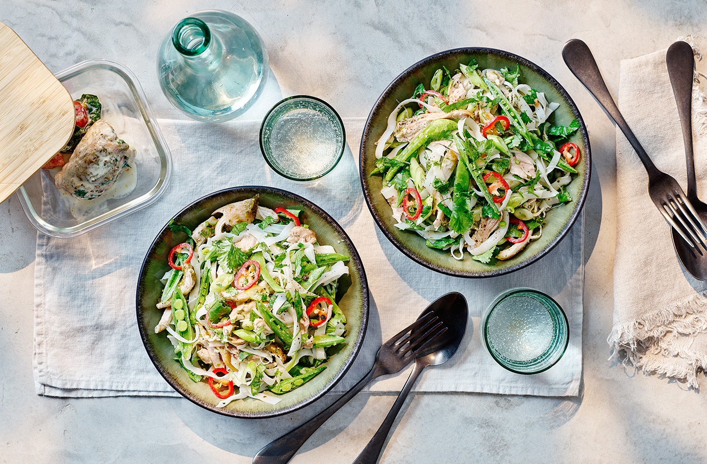 Shredded chicken noodle salad recipe