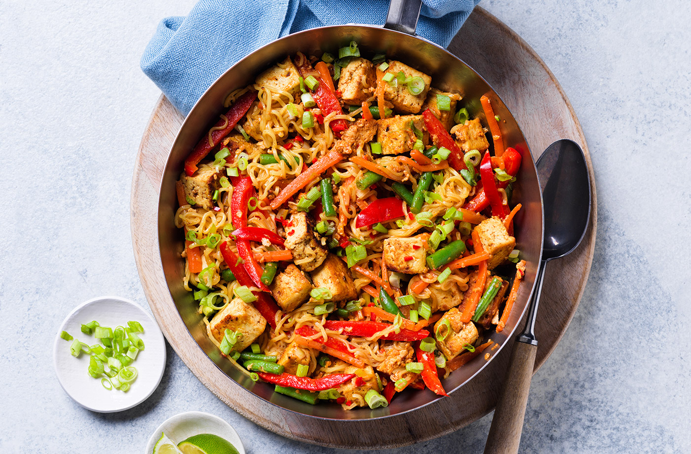 Singapore-style noodles with crispy tofu recipe