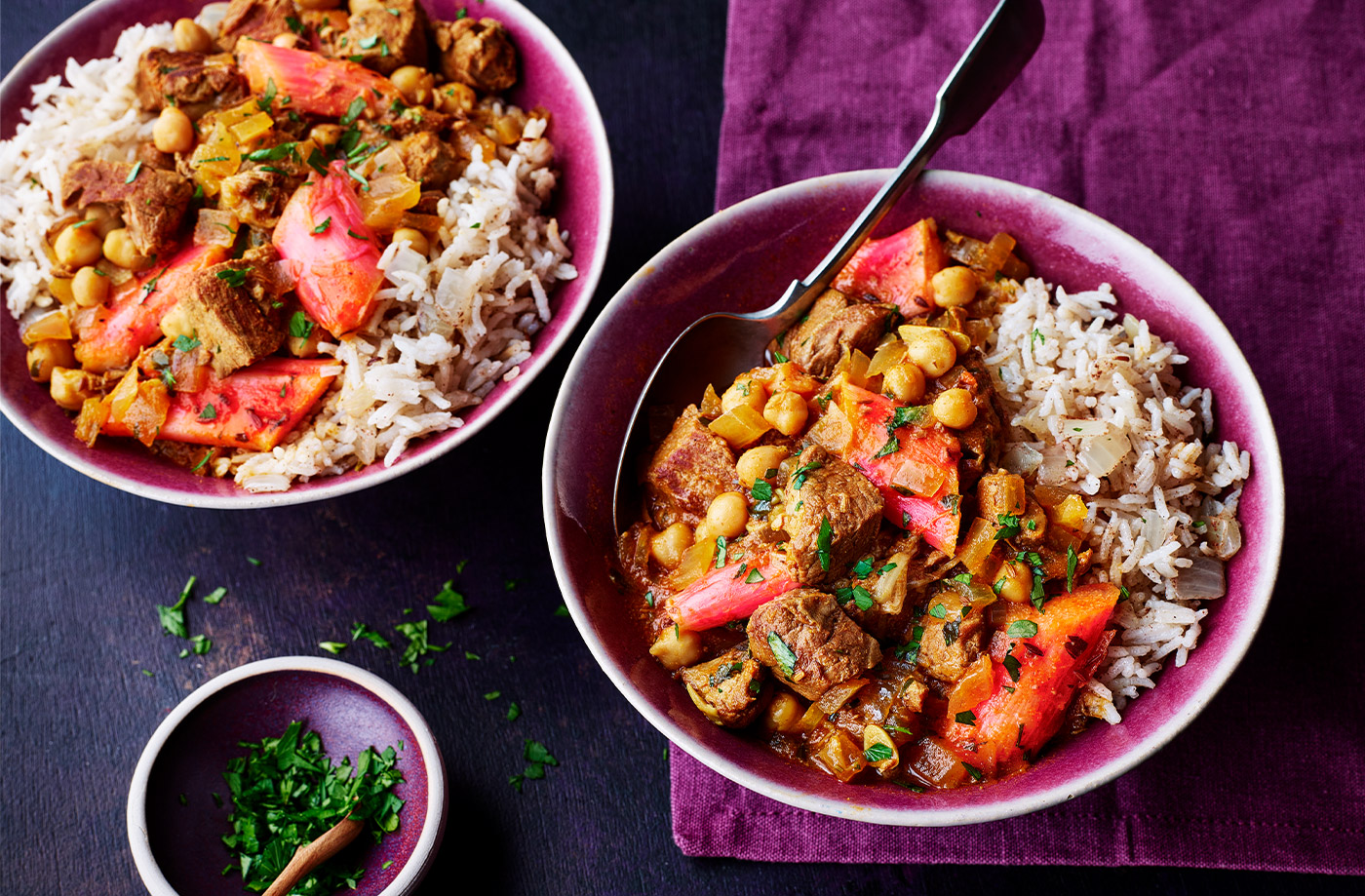 Slow-cooker Persian lamb and rhubarb stew recipe