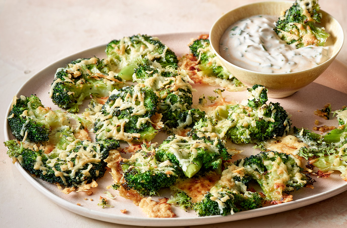 Smashed broccoli with cheese and garlic recipe