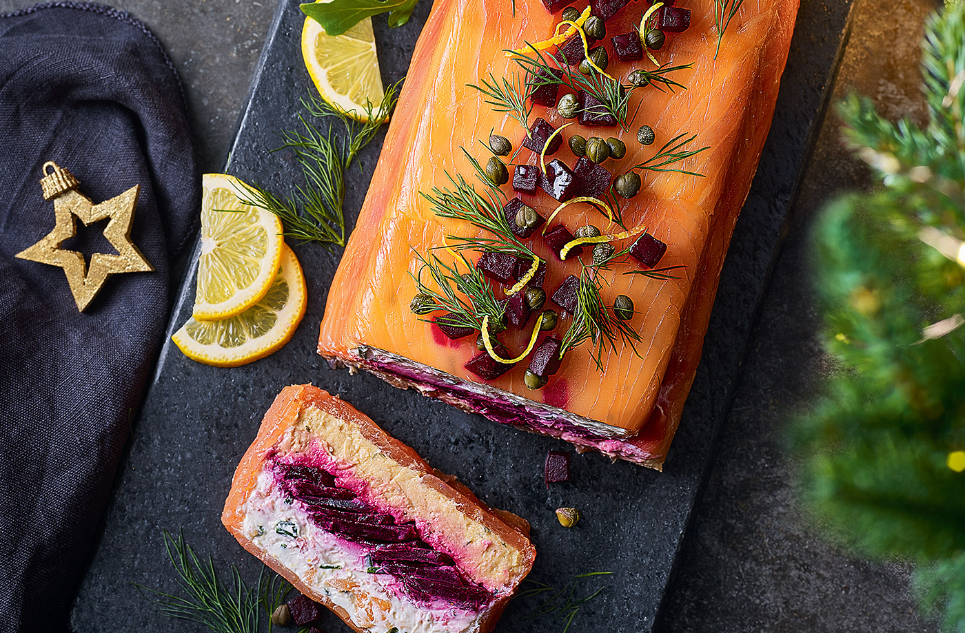 Smoked salmon and beetroot terrine recipe