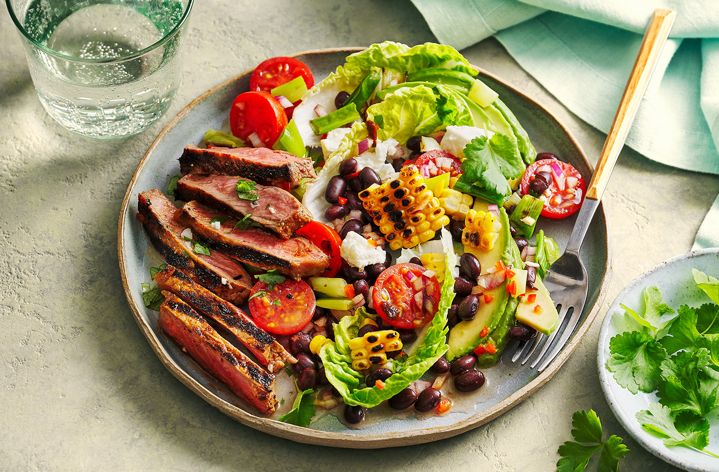 Smoky chipotle steak and charred corn salad recipe