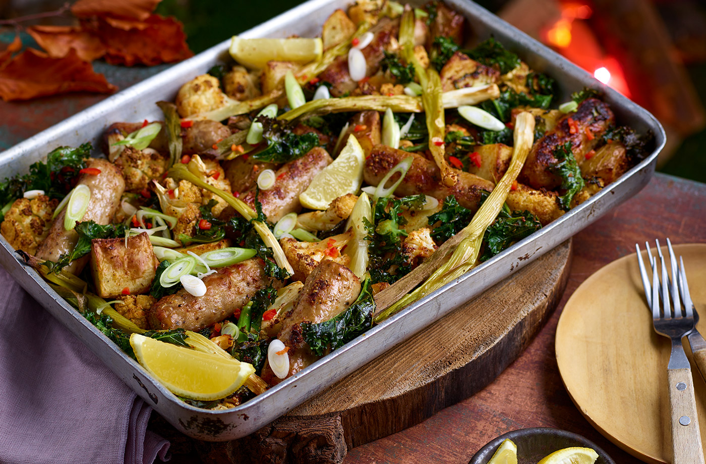 Smoky sausage traybake recipe
