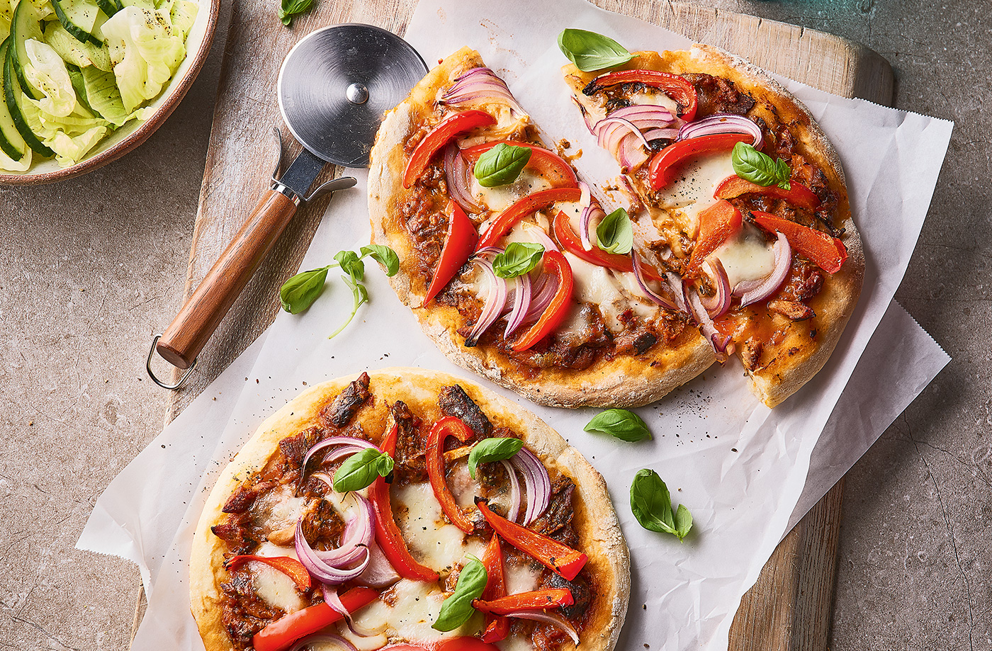 Speedy sardine flatbread pizzas recipe