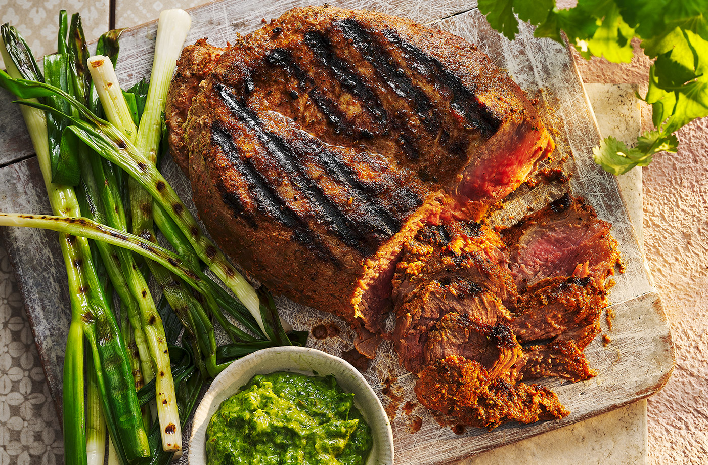 Spiced beef with coriander chimichurri recipe
