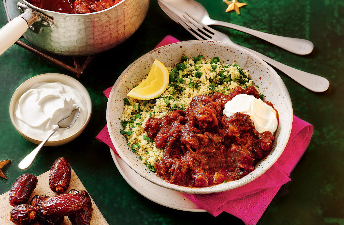 Spiced lamb and date stew recipe
