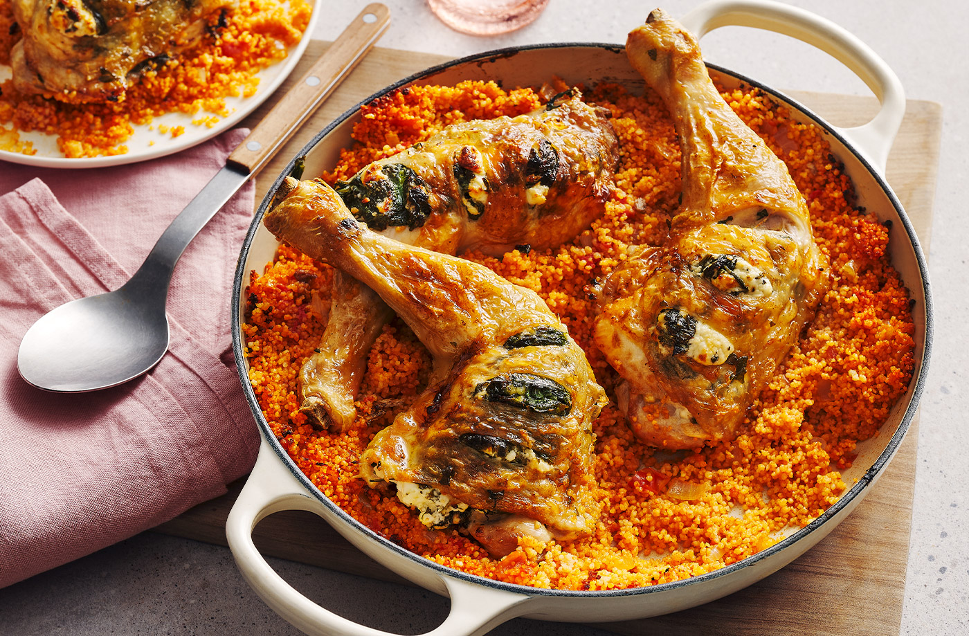 Spinach and feta chicken couscous recipe