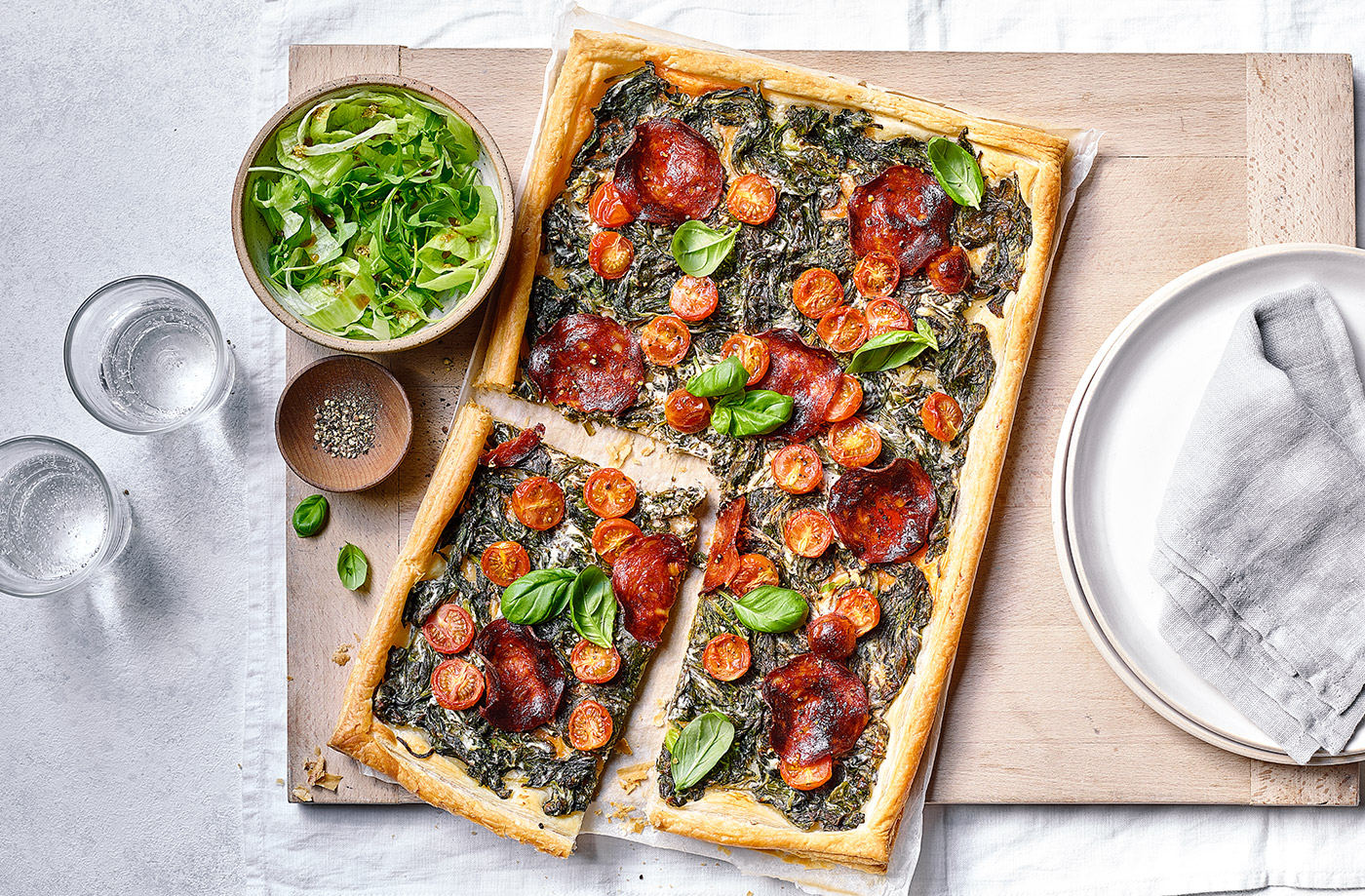 Spinach and chorizo tart recipe