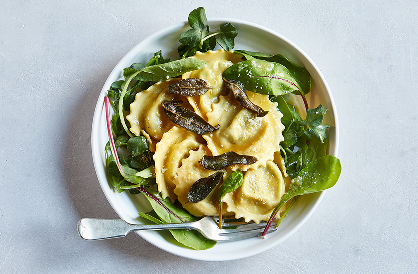 Spinach and ricotta pasta with sage brown butter recipe