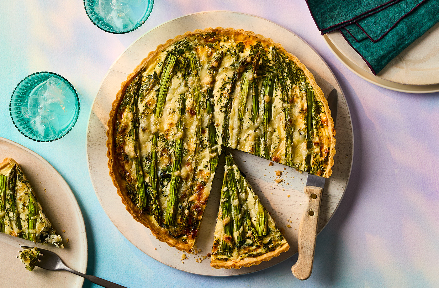 Spinach, asparagus and Gruyère quiche recipe