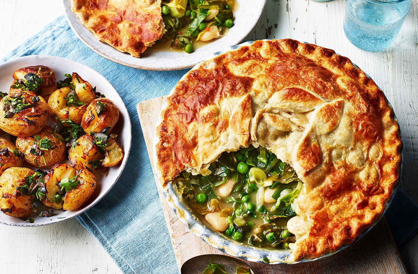 Spring greens and butter bean pot pie recipe