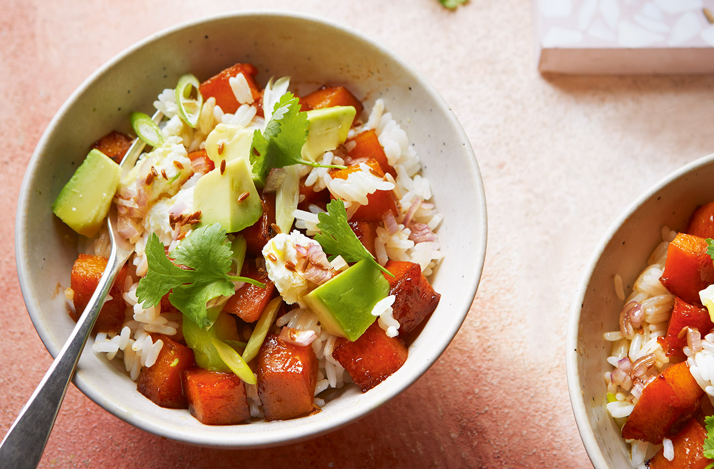 Squash and avocado rice bowl recipe