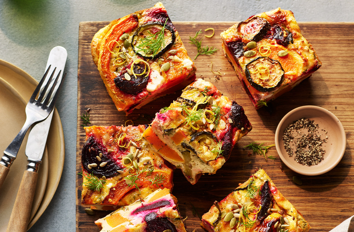 Squash, beetroot and cottage cheese bake recipe