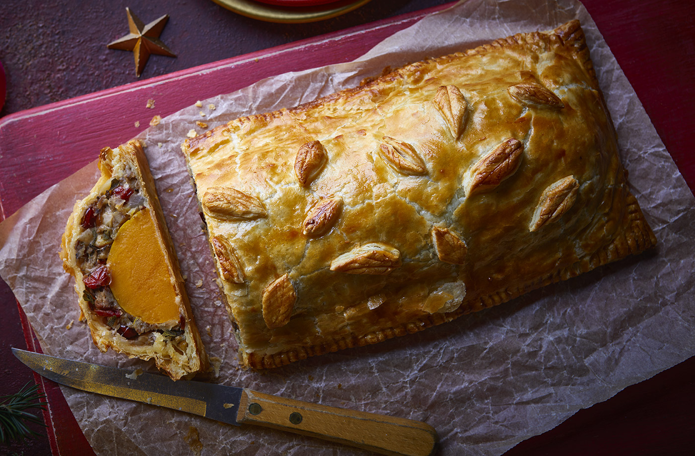 Squash, cranberry and mushroom wellington recipe