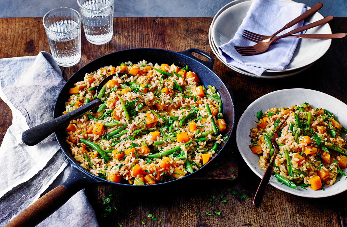 Cheat’s butternut squash paella recipe