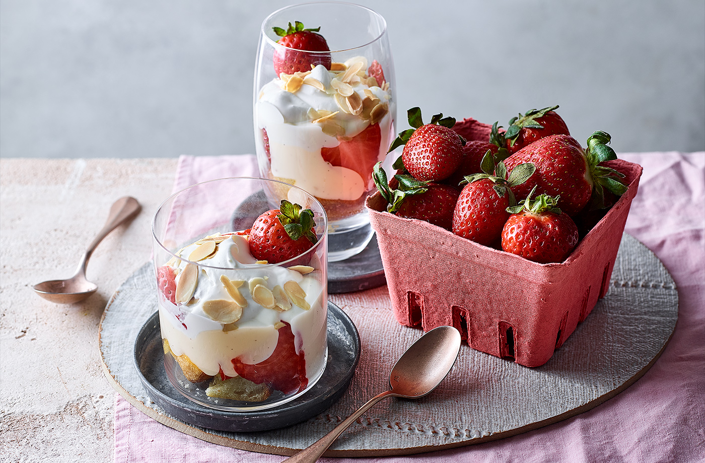 No-cook strawberry and cream trifles recipe