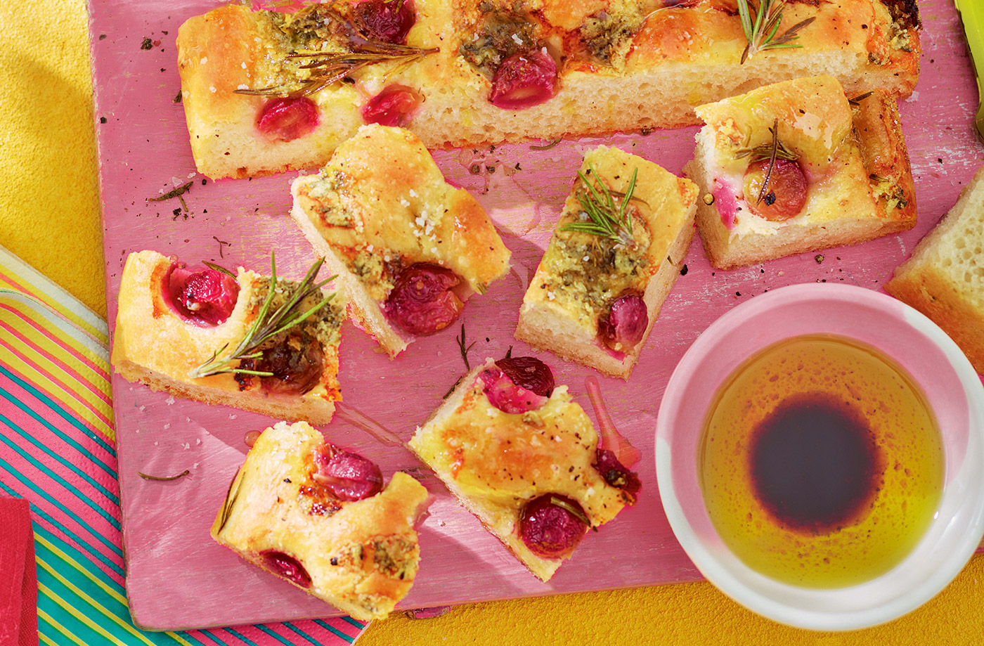 Stilton and grape focaccia recipe
