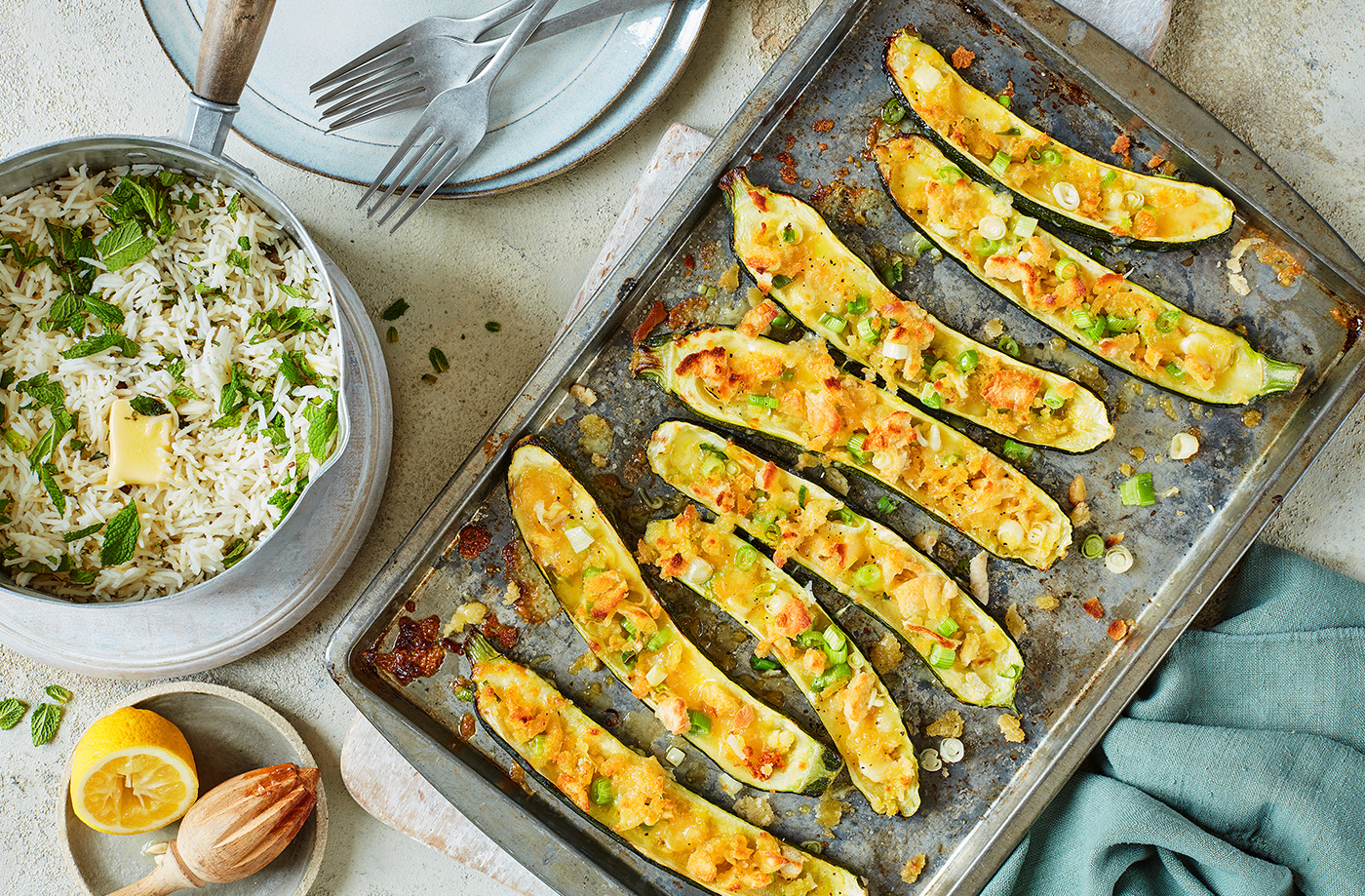 Stuffed courgettes with mint rice recipe
