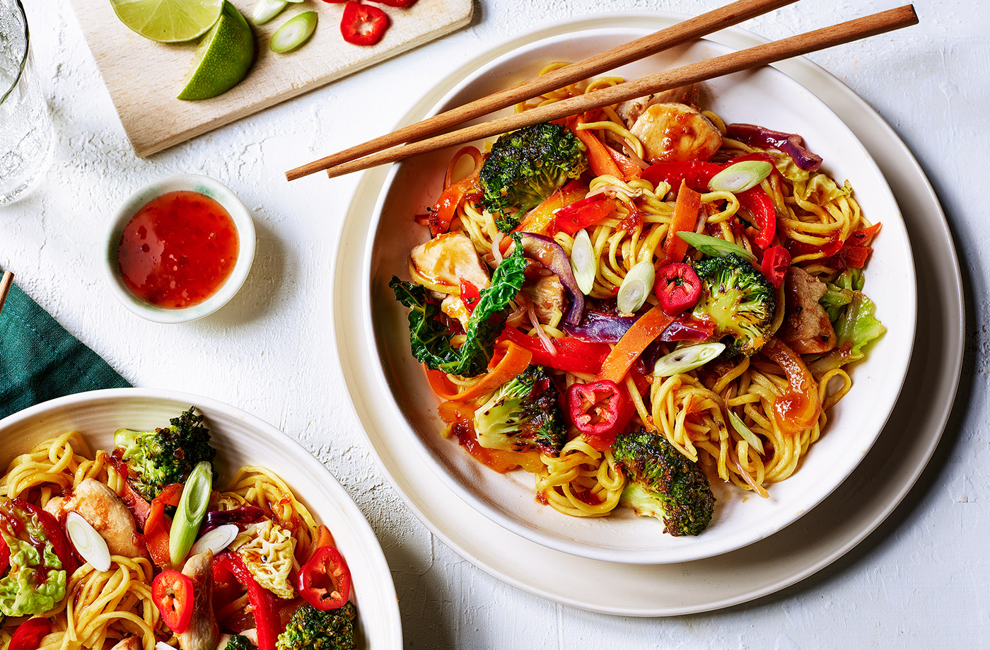 Sweet chilli chicken and broccoli noodles recipe