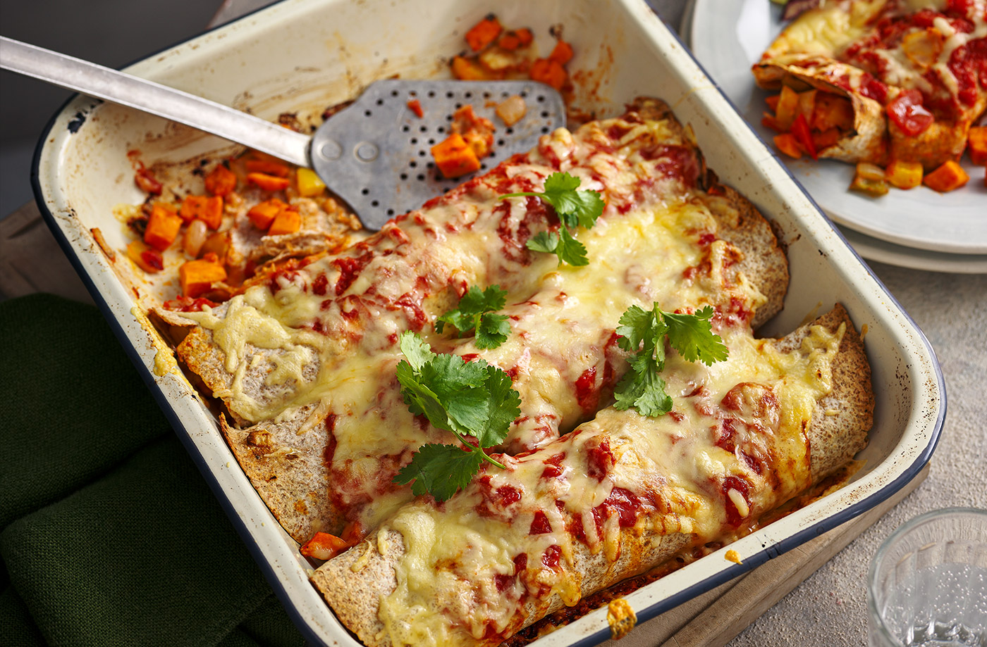 Sweet potato and pepper enchiladas recipe