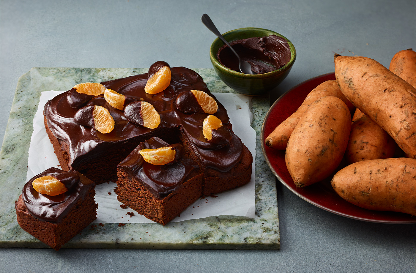Spiced sweet potato chocolate fudge cake recipe