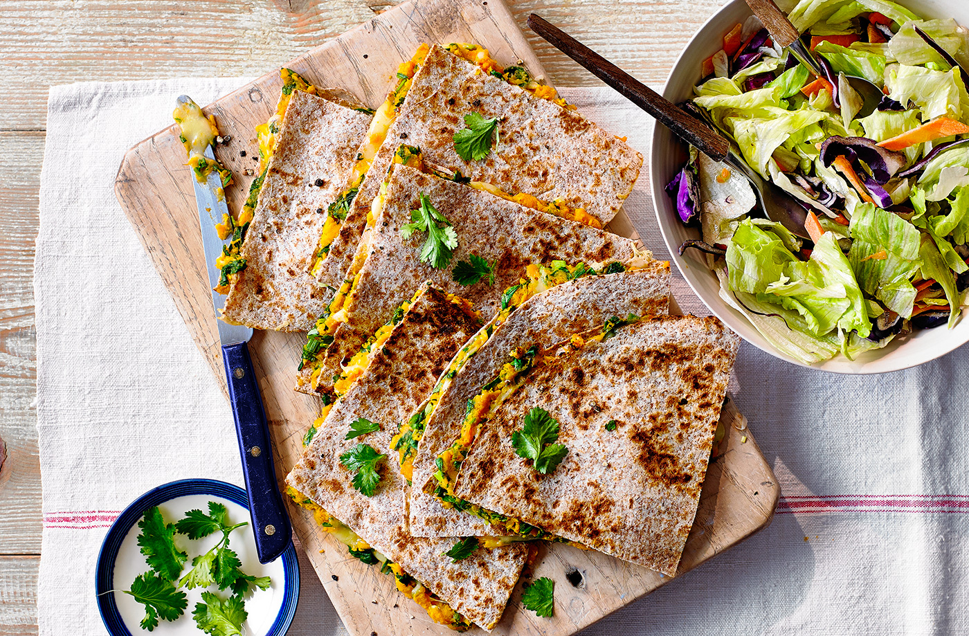 Sweet potato and spinach quesadilla recipe