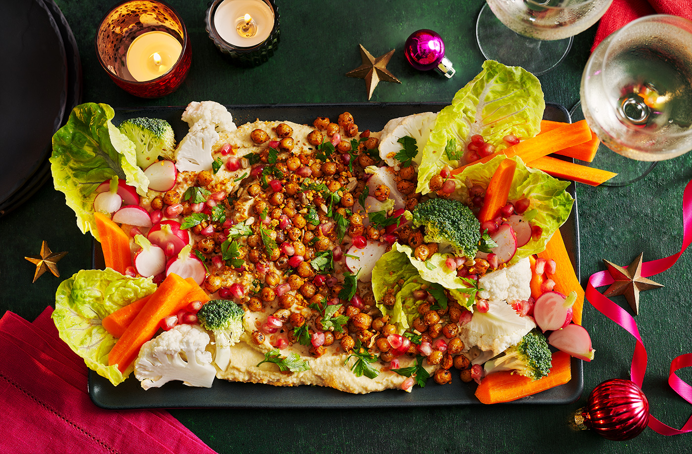 Hot maple houmous board recipe
