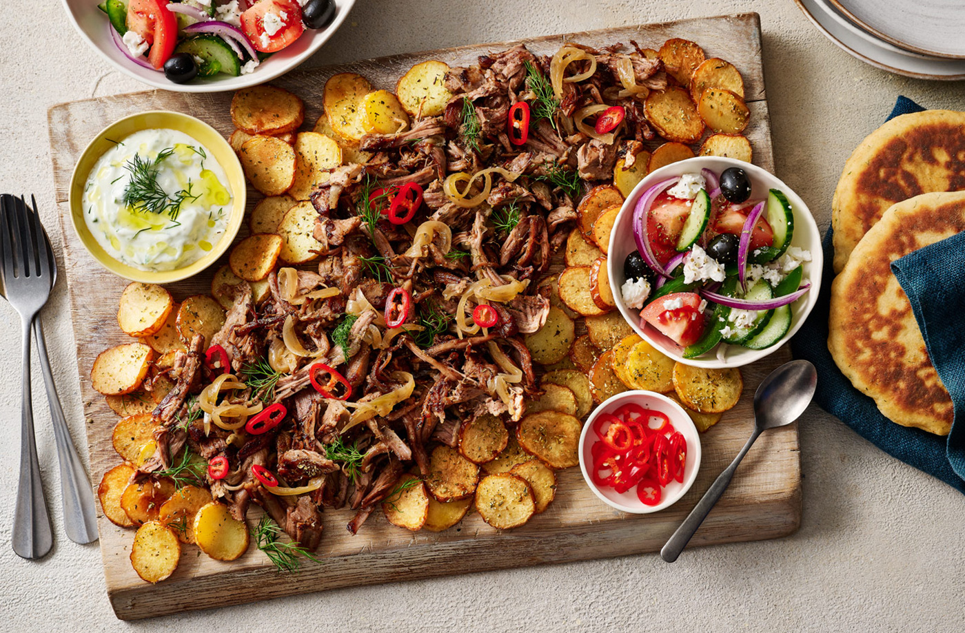 Lamb gyros-style sharing board recipe
