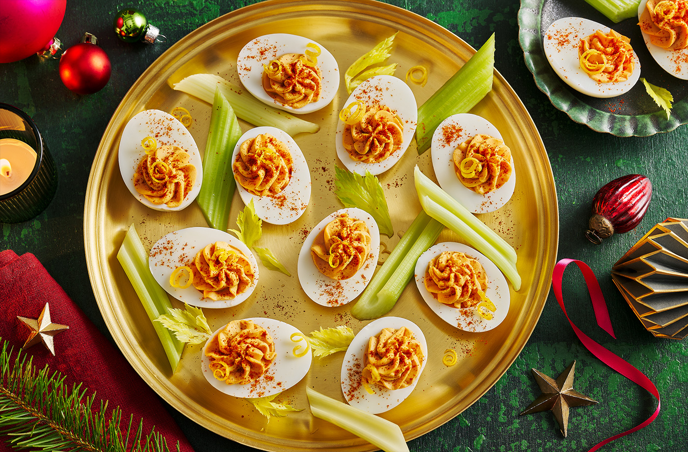 Bloody Mary devilled eggs recipe