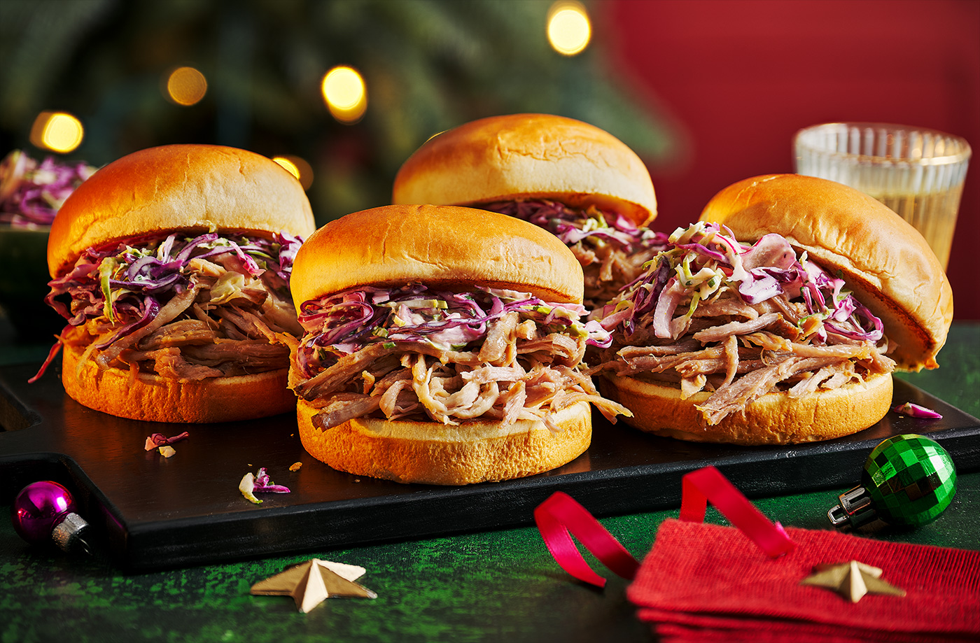 Slow-cooked festive pulled pork buns recipe