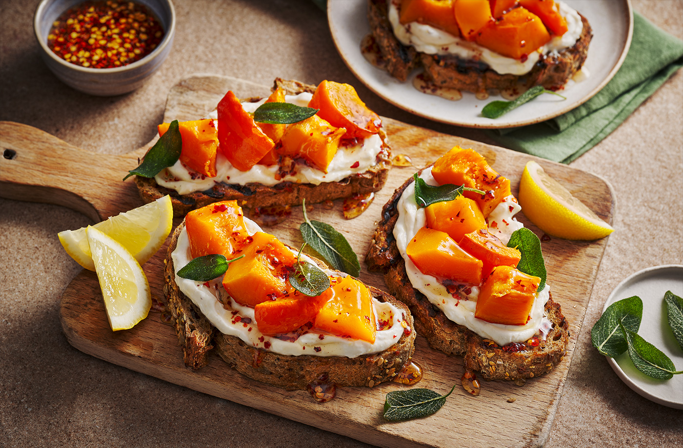 Pumpkin and ricotta toasts with hot honey recipe