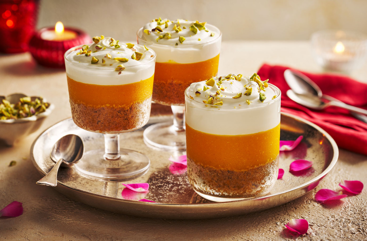 Mango and rose malai pots recipe