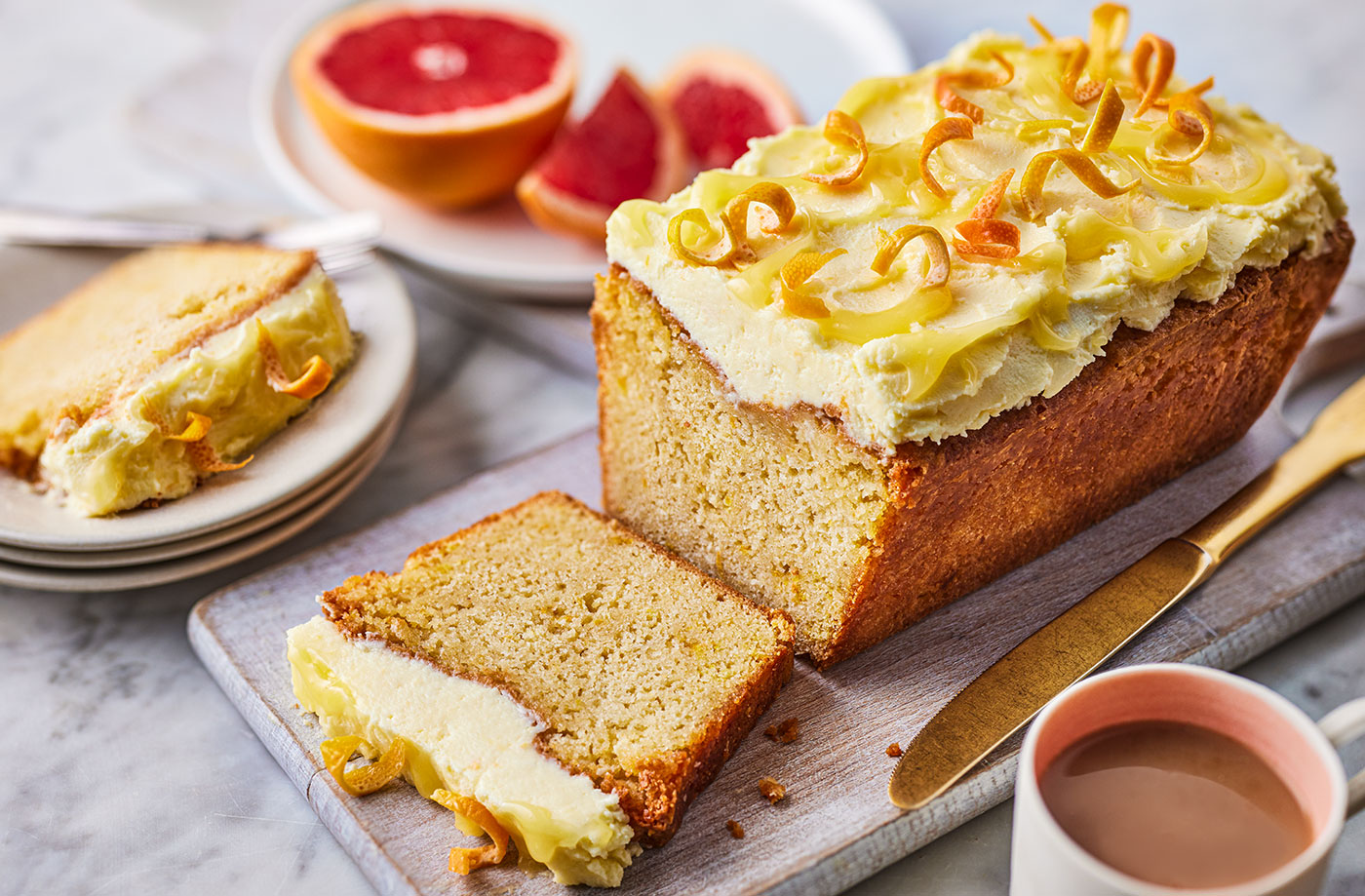 Zingy pink grapefruit and orange loaf cake recipe