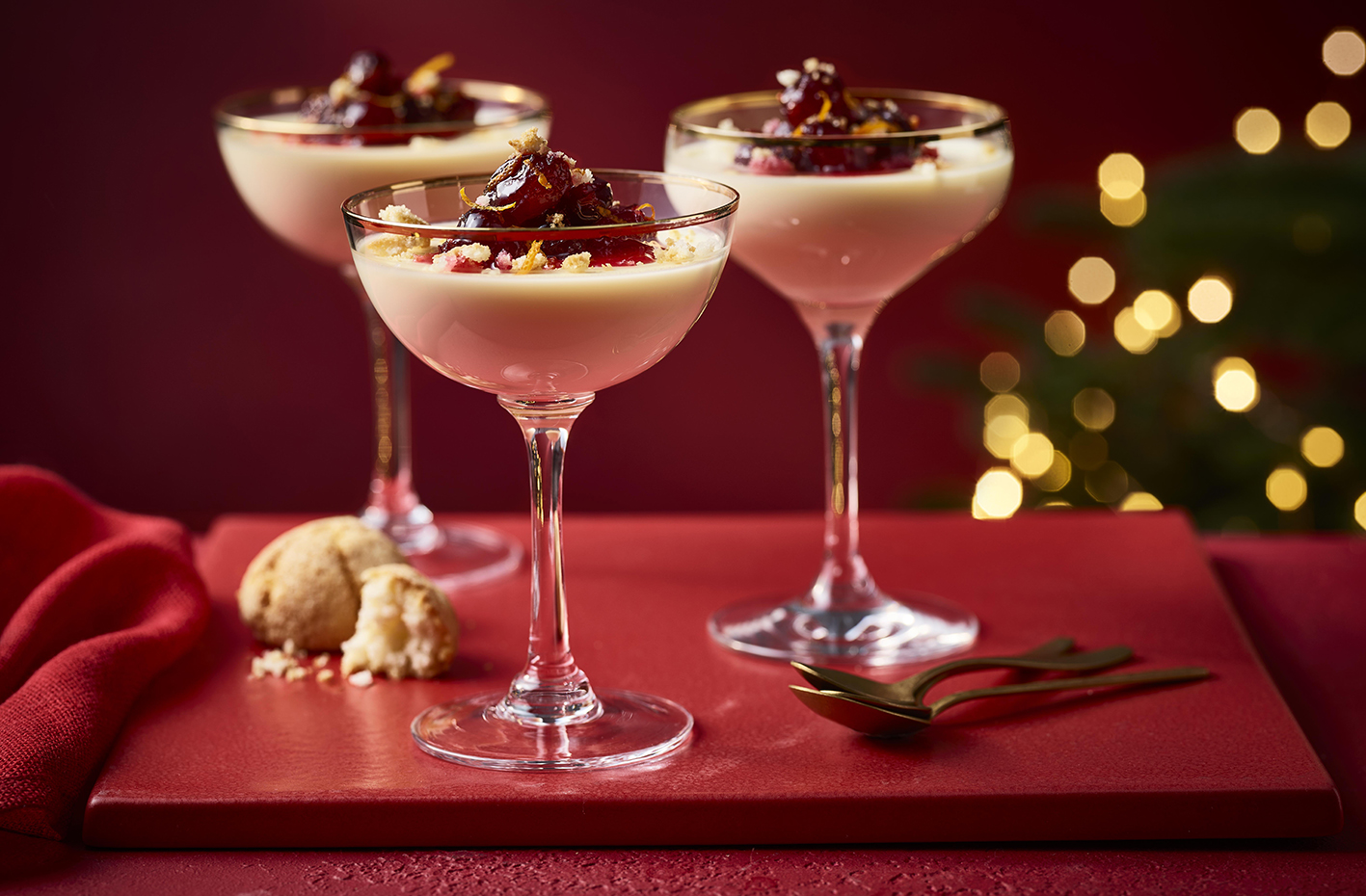 Cranberry and amaretto panna cotta recipe