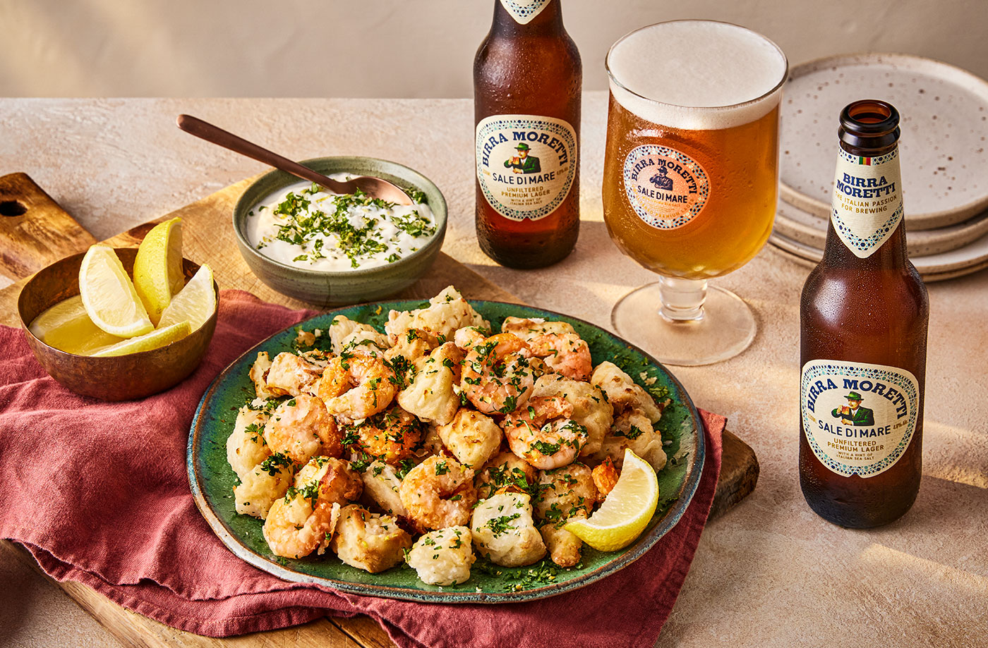 Fritto misto with prawns and cod recipe