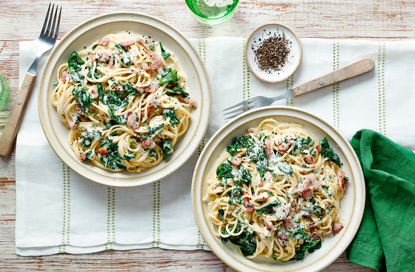 Bacon and spinach spaghetti recipe
