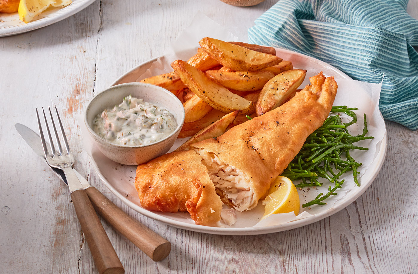 Ale-battered fish and chunky chips recipe